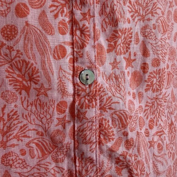 Sigrid Olsen 100% Linen Shirt Dress Women Med Resort Beach Button Up Seashells - Picture 3 of 11
